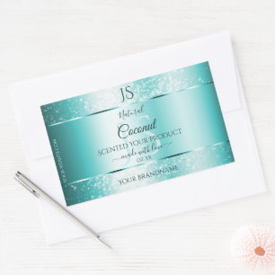 Sticker Rectangulaire Élégant Turquoise Parties scintillant douce Produi