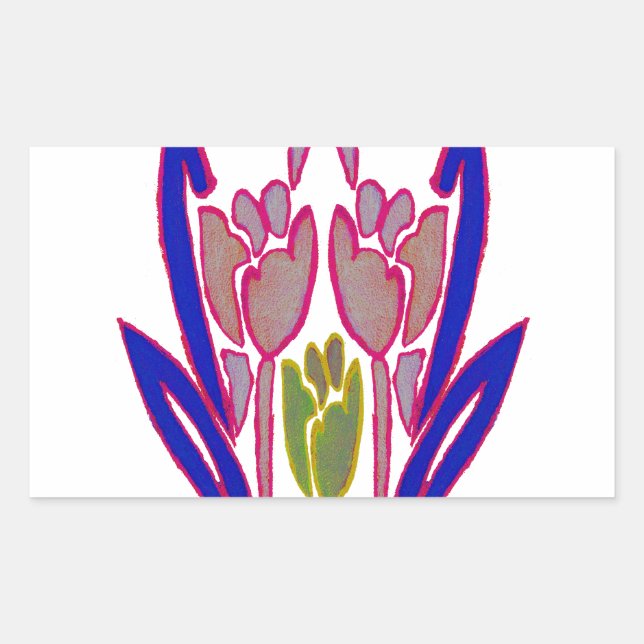 Sticker Rectangulaire Elégante aquarelle Rose Imprimer (Devant)