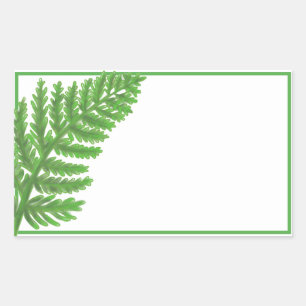 Sticker Rectangulaire Élégante fougères vertes feuilles de bois
