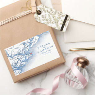 Sticker Rectangulaire Elégante Île Tybee Géorgie Carte Mariage Faveur