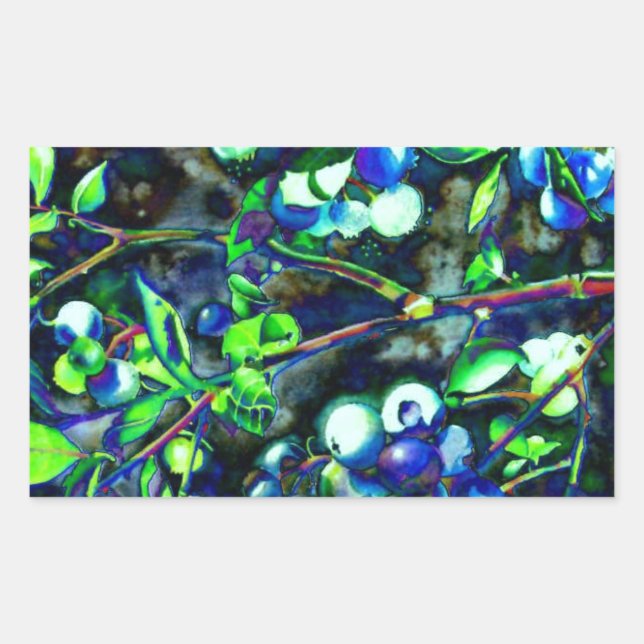 Sticker Rectangulaire Elégante moody blueberry aquarelle peinture (Devant)