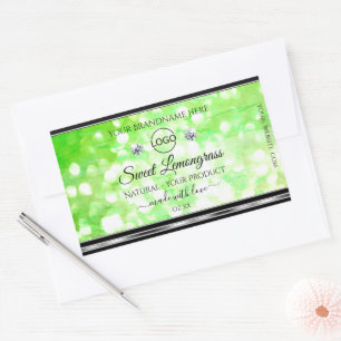 Sticker Rectangulaire Élégante Parties scintillant verte produit Étiquet