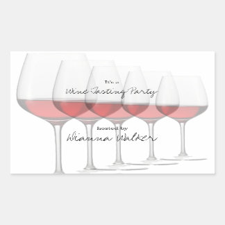 Sticker Rectangulaire Élégantes Lunettes de vin rouge