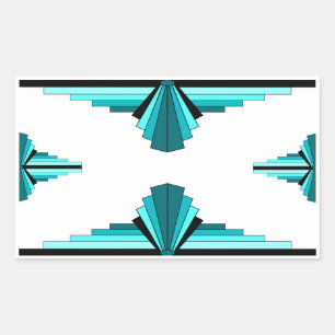 Sticker Rectangulaire Éléments Art déco en vert turquoise