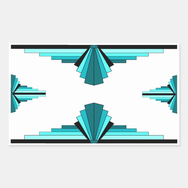 Sticker Rectangulaire Éléments Art déco en vert turquoise (Devant)