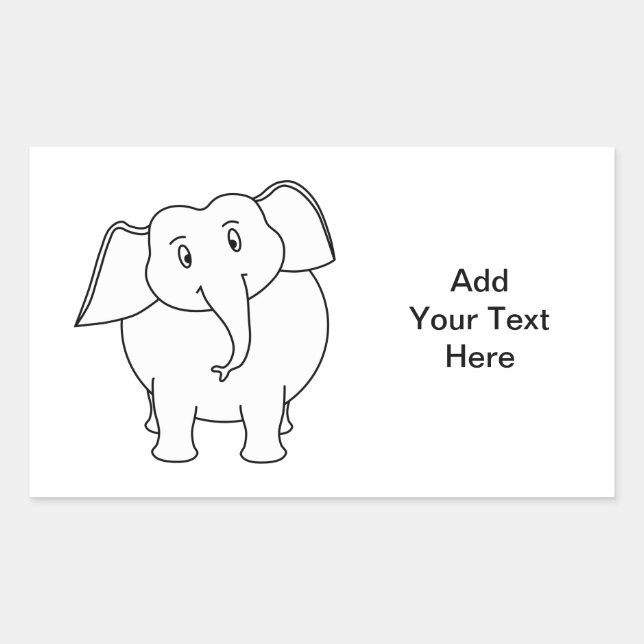 Sticker Rectangulaire Eléphant blanc. (Devant)