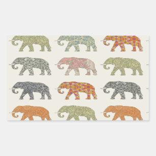 Sticker Rectangulaire Eléphant Coloré Animal Motif contemporain