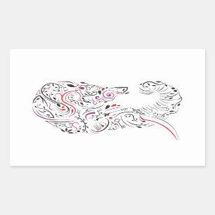 Sticker Rectangulaire éléphant fleuri