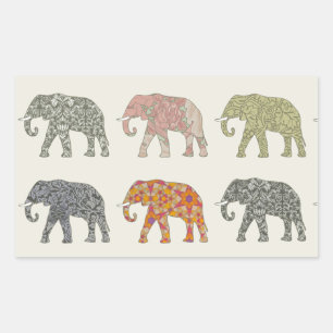 Sticker Rectangulaire Éléphant Motif Animal Coloré Contemporain