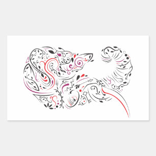 Sticker Rectangulaire éléphant orné