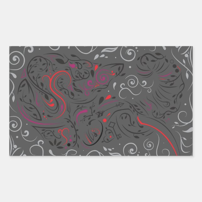Sticker Rectangulaire éléphant orné (Devant)