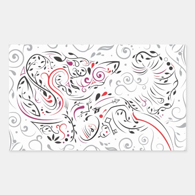 Sticker Rectangulaire éléphant orné (Devant)