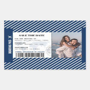 Sticker Rectangulaire Embarquement Pass Enregistrer La Date Carte Mondia
