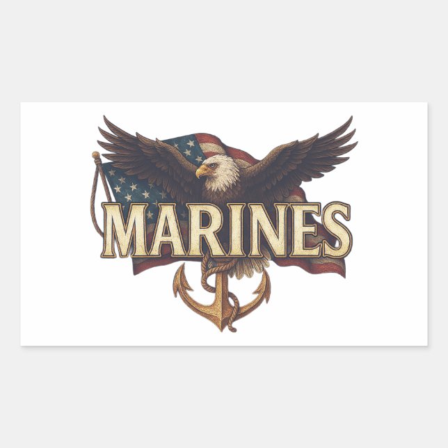 Sticker Rectangulaire Emblème du logo des vétérans du Corps des Marines (Devant)