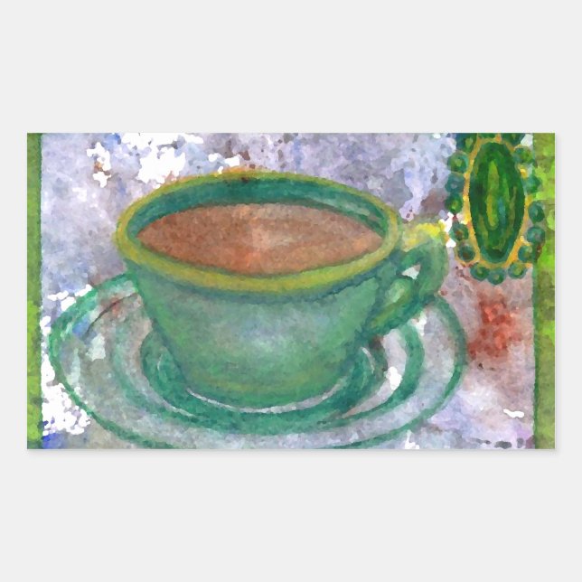 Sticker Rectangulaire Emerald Coffee CricketDiane Coffee Art (Devant)
