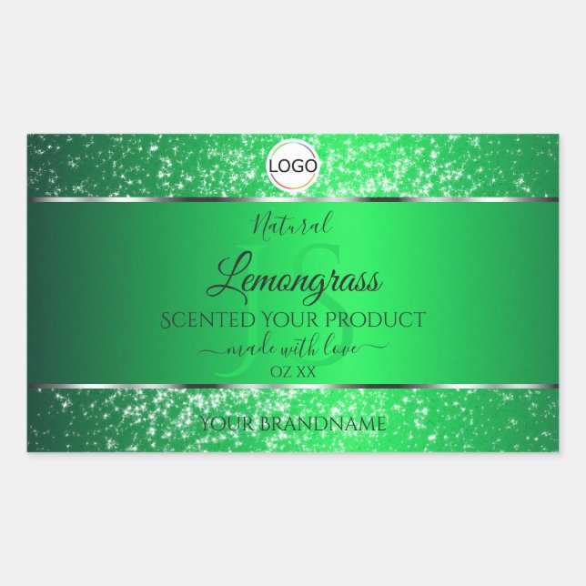Sticker Rectangulaire Emerald Green Logo Initiales Parties scintillant É (Devant)