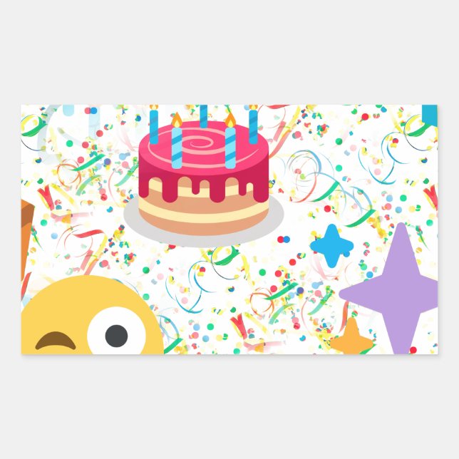 Sticker Rectangulaire emoji anniversaire heureux (Devant)