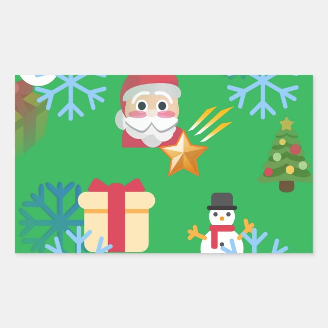 Sticker Rectangulaire emoji de Noël vert (Devant)
