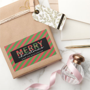 Sticker Rectangulaire Empreinte de léopard de Noël moderne Red Green Str