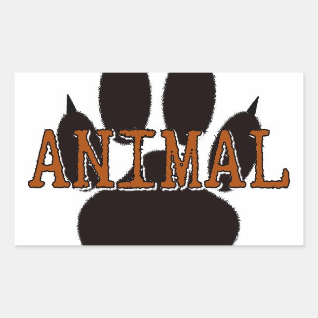 Sticker Rectangulaire Empreinte de patte d'animal noir (Devant)