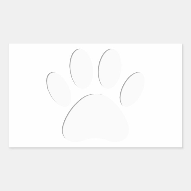 Sticker Rectangulaire Empreinte de patte de chien coupé en papier (Devant)
