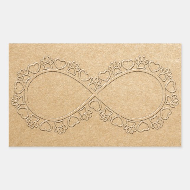Sticker Rectangulaire Empreinte de patte de chien d'amour infini (Devant)