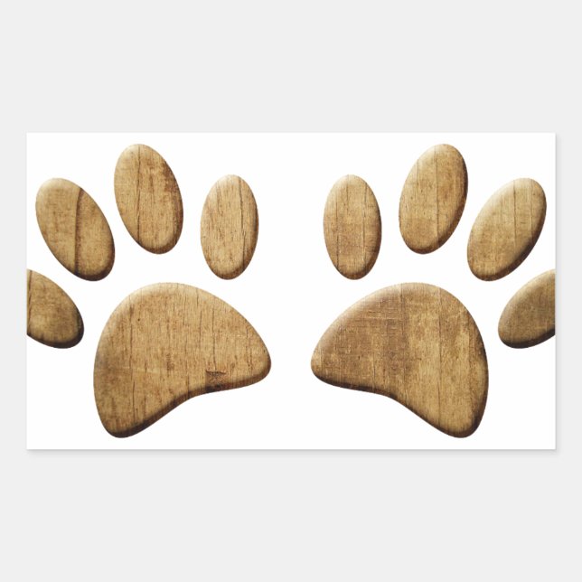Sticker Rectangulaire Empreinte de patte de chien de bois (Devant)