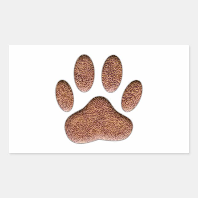 Sticker Rectangulaire Empreinte de patte de chien de Texture en cuir (Devant)