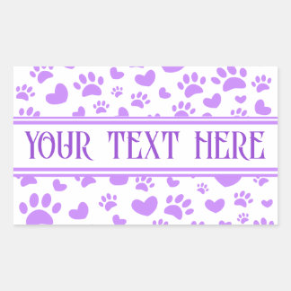 Sticker Rectangulaire Empreinte de patte de chien et coeur avec nom pers