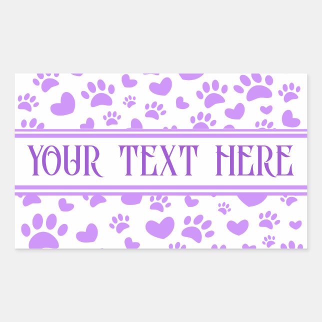 Sticker Rectangulaire Empreinte de patte de chien et coeur avec nom pers (Devant)