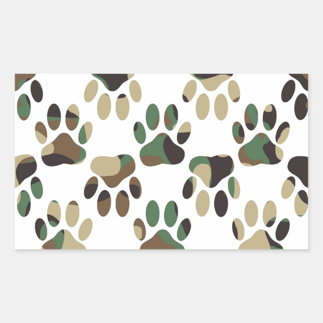 Sticker Rectangulaire Empreinte de patte de chien Motif Camo (Devant)