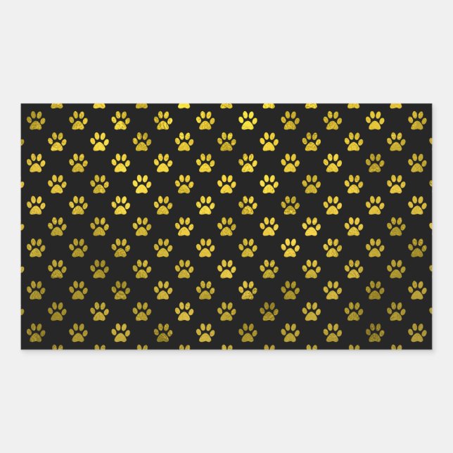 Sticker Rectangulaire Empreinte de patte de chien or noir Arrière - plan (Devant)