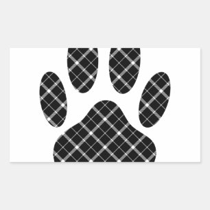 Sticker Rectangulaire Empreinte de patte Tartan Noir Et Blanc