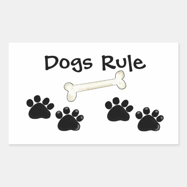 Sticker Rectangulaire Empreintes de pattes de chien Les chiens règnent (Devant)