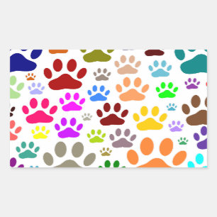 Sticker Rectangulaire Empreintes de pattes de chiens partout