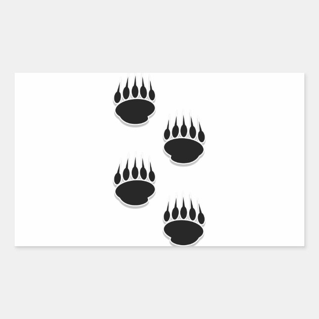 Sticker Rectangulaire Empreintes de pattes de l'ours noir (Devant)
