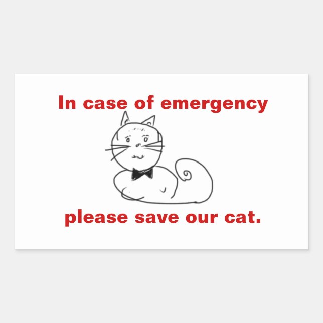 Sticker Rectangulaire En coque d'urgence sauvez notre chat (Devant)