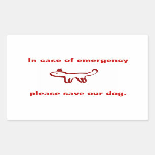 Sticker Rectangulaire En coque d'urgence sauvez notre chien