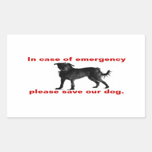 Sticker Rectangulaire En coque d'urgence sauvez notre chien