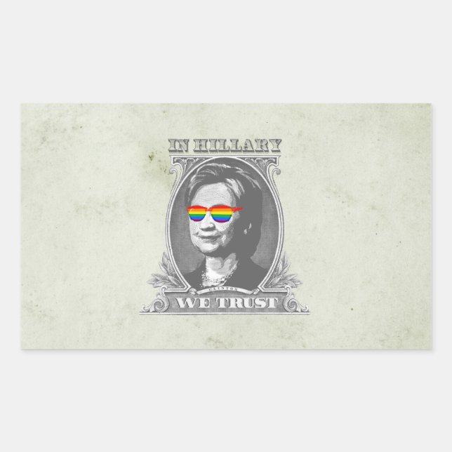 Sticker Rectangulaire En Hillary nous avons confiance (Devant)