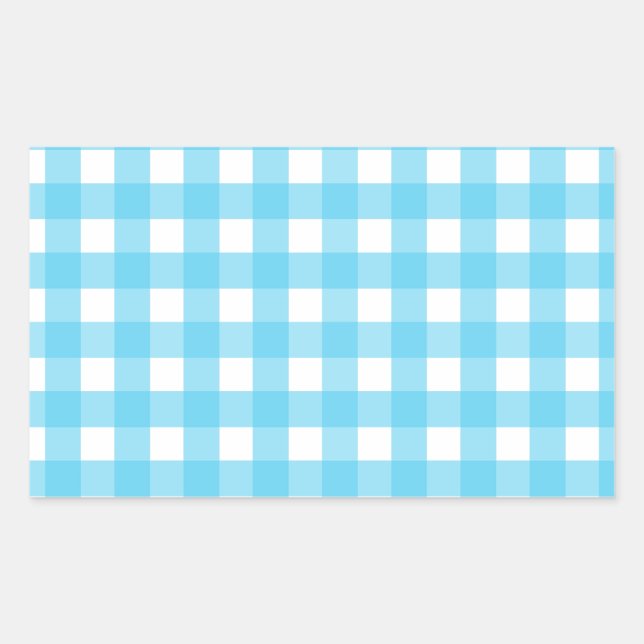 Sticker Rectangulaire En vichy bleu cérusé clair (Devant)