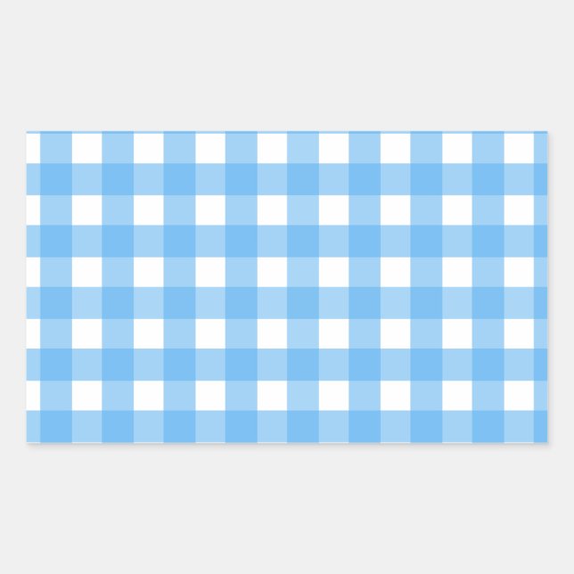 Sticker Rectangulaire En vichy bleu ciel (Devant)