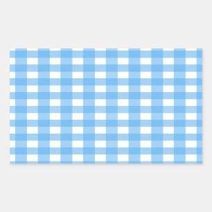 Sticker Rectangulaire En vichy bleu ciel