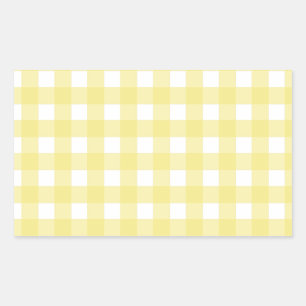 Sticker Rectangulaire En vichy jaune pâle et blanc