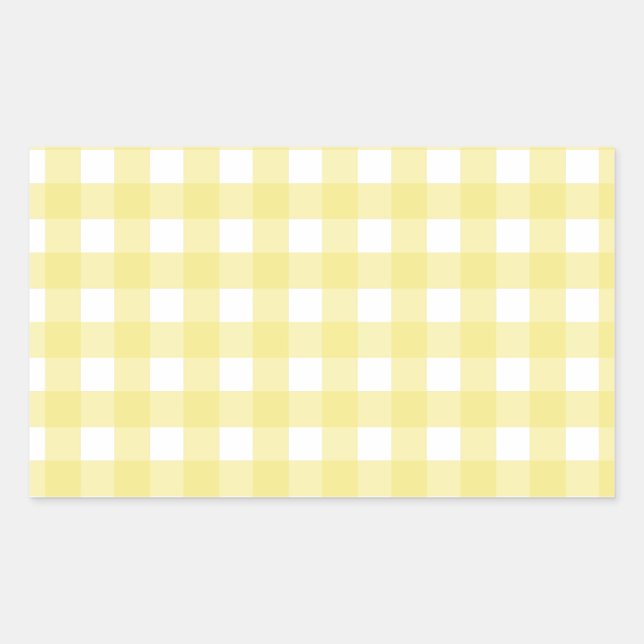 Sticker Rectangulaire En vichy jaune pâle et blanc (Devant)