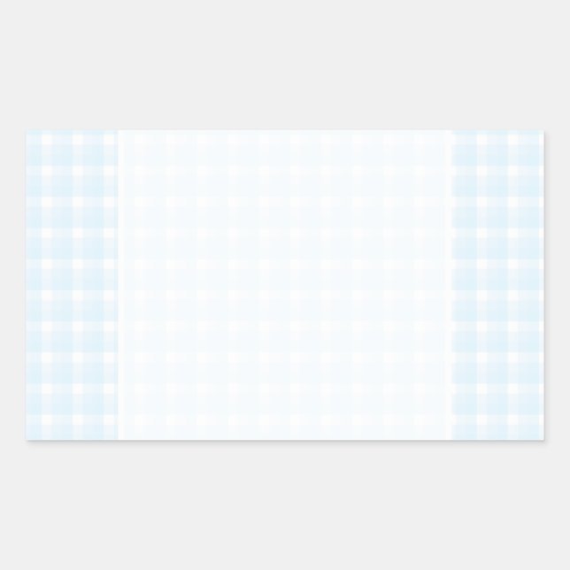 Sticker Rectangulaire en vichy vérifier le motif. Bleu pâle et Blanc. (Devant)