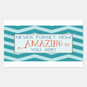 Sticker Rectangulaire Encouragement Extraordinaire avec Turquoise Chevro