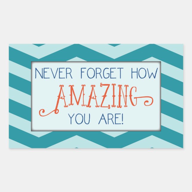 Sticker Rectangulaire Encouragement Incroyable avec Rayure Chevron Bleu  (Devant)