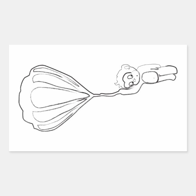 Sticker Rectangulaire encre de montgolfière singe (Devant)