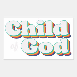 Sticker Rectangulaire Enfant de Dieu Inspiration Chrétienne Vintage